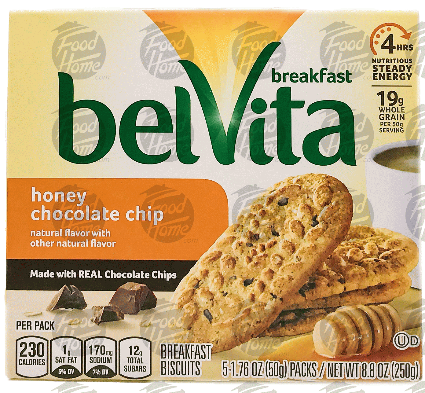 bel Vita  honey choclate chip breakfast biscuits, 5 pack, box Full-Size Picture